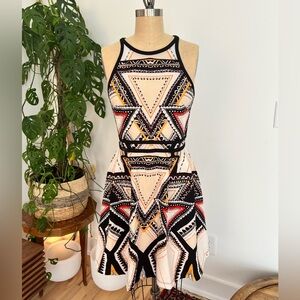 Mossimo Supply Co. Geometric Patterned Dress in Black, White, and Orange NWOT